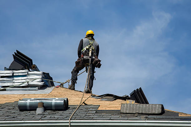 Professional Gutter Installation technician working in Clay, CA